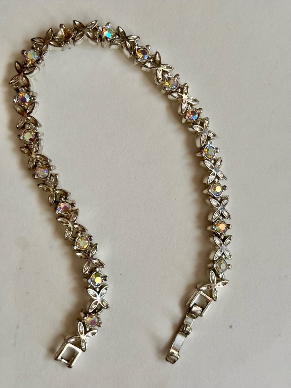 Aurora Crystal Flower Tennis Bracelet - Pissible silver beautiful